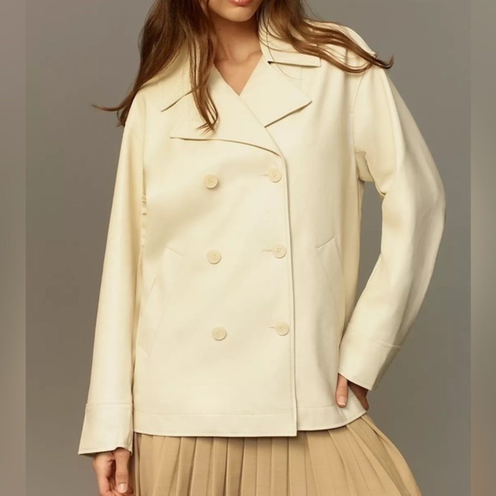 Anthropologie Maeve Faux-Leather Cocoon Blazer
